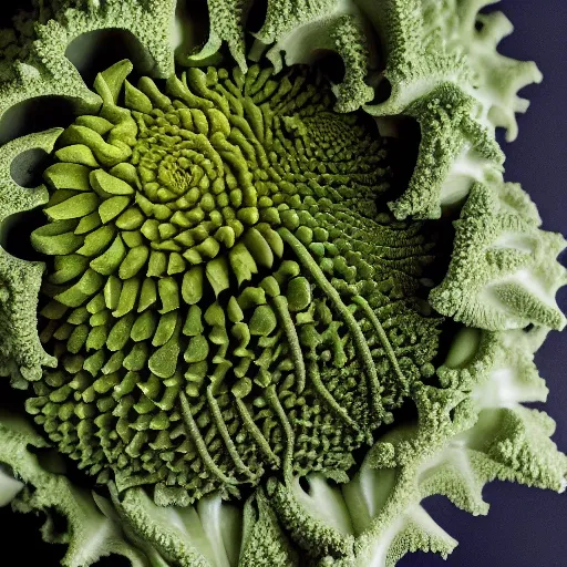 Image similar to romanesco brocoli balenciaga sneakers, arcimboldo, close up, highly detailed, dramatic intense lighting, deep shadows, wet, foggy