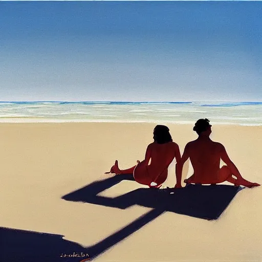 Image similar to couples at the beach by jack vettriano, artstation.