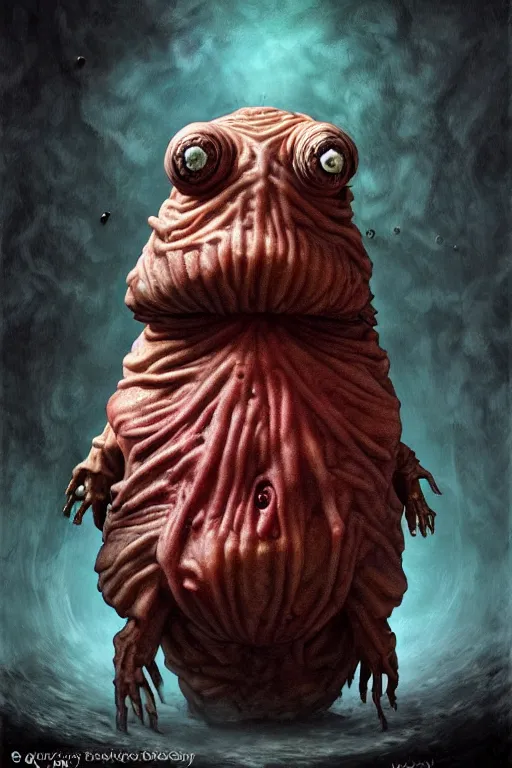 Image similar to creepy dark demonic zombie tardigrade, ominous, photorealistic, highly detailed, horror, gerard brom and studio ghibli