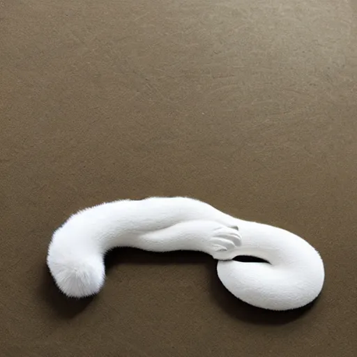 Image similar to furry fluffy floof serpent, white marble with gold accents, by ellen jewett