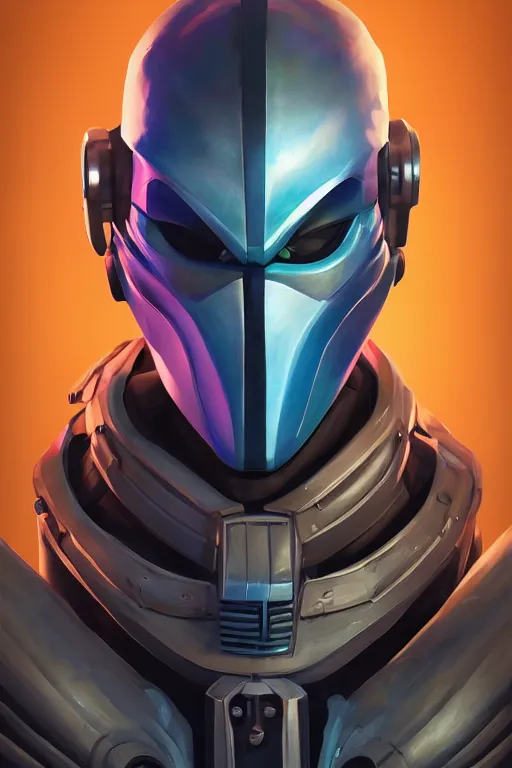 Image similar to epic mask helmet robot ninja portrait stylized as fornite style game design fanart by concept artist gervasio canda, behance hd by jesper ejsing, by rhads, makoto shinkai and lois van baarle, ilya kuvshinov, rossdraws global illumination radiating a glowing aura global illumination ray tracing hdr render in unreal engine 5