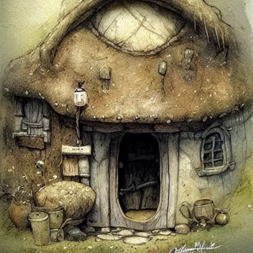 Image similar to hobbit house. muted colors. by Jean-Baptiste Monge !!!!!!!!!!!!!!!!!