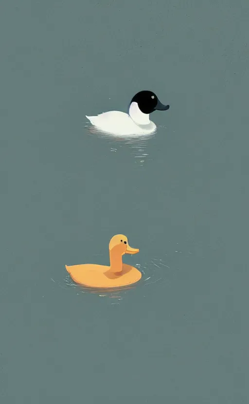 Image similar to a cute duck in a scenic river environment by Atey Ghailan