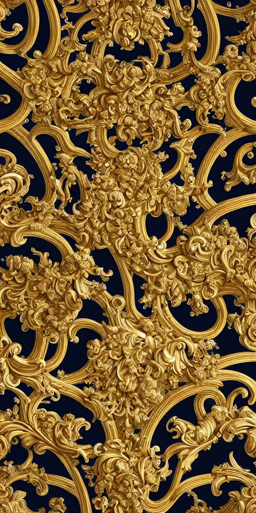 Prompt: the source of future growth dramatic, elaborate emotive Golden Baroque and Rococo styles to emphasise beauty as a transcendental, seamless pattern, symmetrical, large motifs, sistine chapel ceiling, 8k image, supersharp, Gold blue black and white, 3D, no blur, sharp focus, photorealistic, insanely detailed and intricate, Octane render, 8K