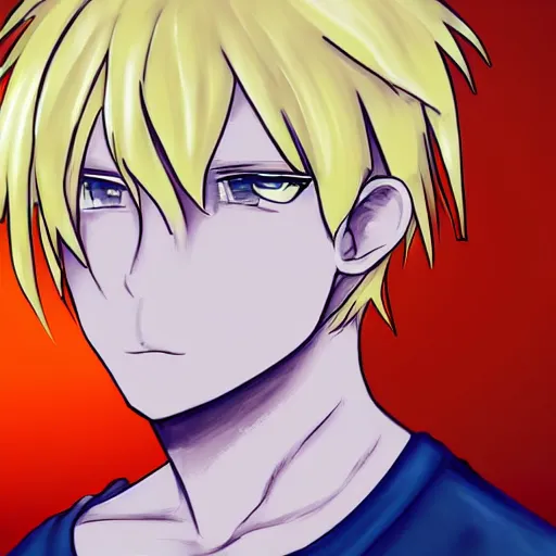 Image similar to portrait of an alpha male blond anime character, ultra realistic brush painting, profile picture