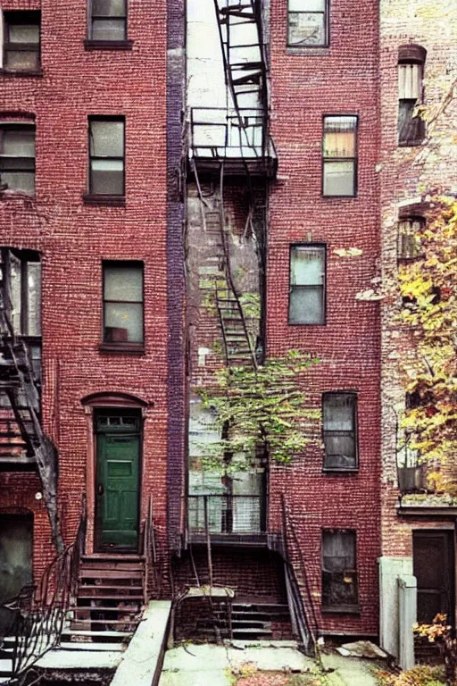 Image similar to (((((a ramshackle Manhattan brick brownstone deep in the forest))))) by Robin Tranl!!!!!!!!!!!!!!!!!!!!!!!!!!!