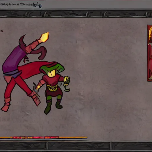 Image similar to tiefling leap attack 2 daggers, using dwarf to jump