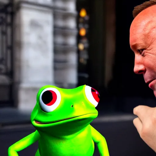 Prompt: Alex Jones takes a gay frog out on a romantic date in Paris, photo, 8k