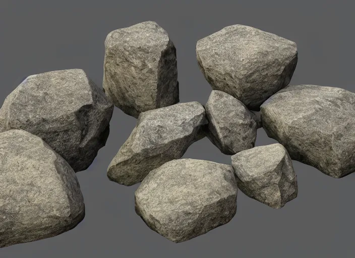 Prompt: 3 d rock assets, photorealistic, game assets