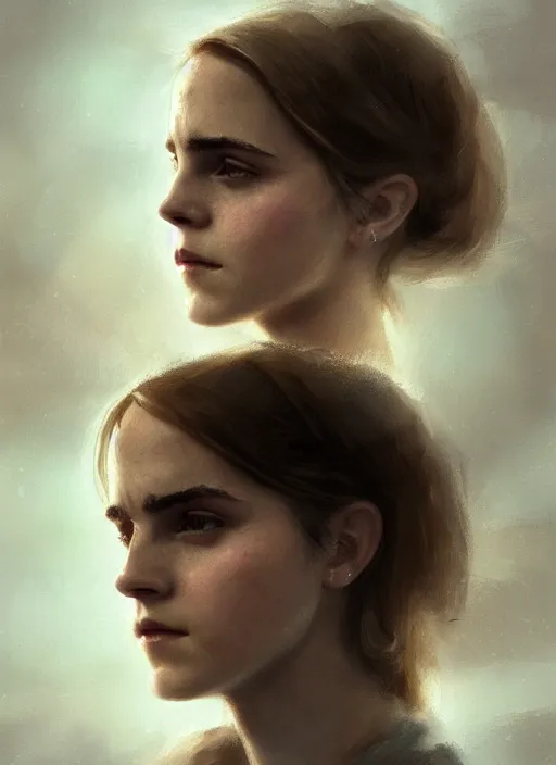 Prompt: old emma watson, close-up portrait, poor, intricate, elegant, volumetric lighting, scenery, digital painting, highly detailed, artstation, sharp focus, illustration, concept art,ruan jia, steve mccurry