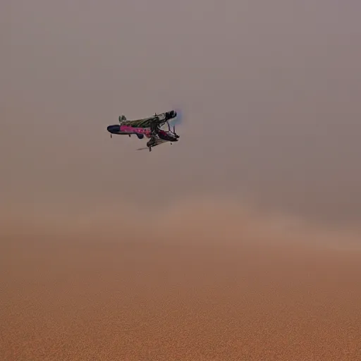 Image similar to bingus flying through the sandstorm in 4 k definition