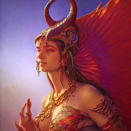 Prompt: cute female bellydancer dragon, anthropomorphic, stuning 3 d render, masterpiece, glowing holy aura, by donato giancola and greg rutkowski and wayne barlow and zdzisław beksinski, realistic face