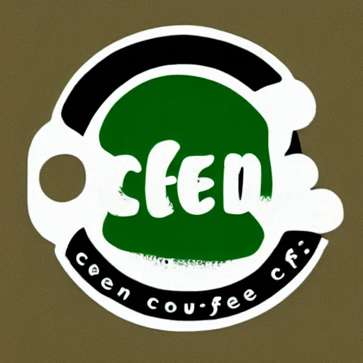 Prompt: green circular coffee shop logo, depicting disgusting and dirty dog in center