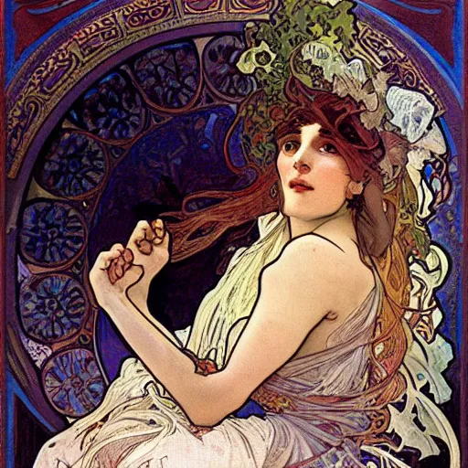 Image similar to Dream by Alphonse Mucha