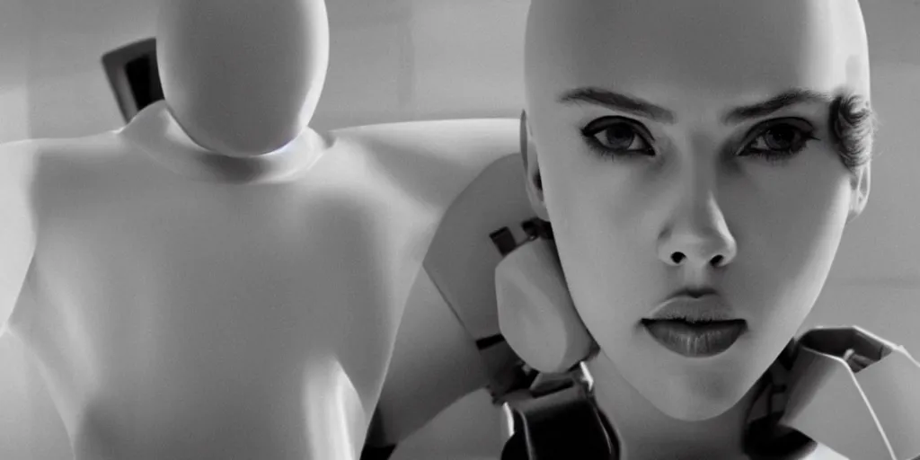 Image similar to Scarlett Johansson in a scene from the movie THX 1138