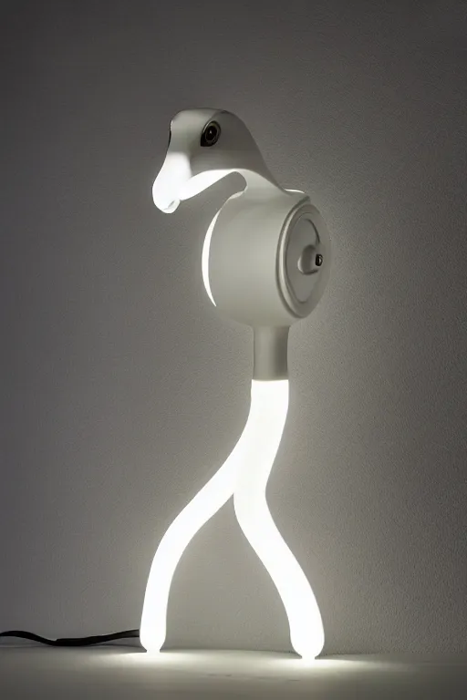 Prompt: goose animal led light head, intricate details. front on, symmetrical. industrial design. good design award, innovative product concepts, most respected design