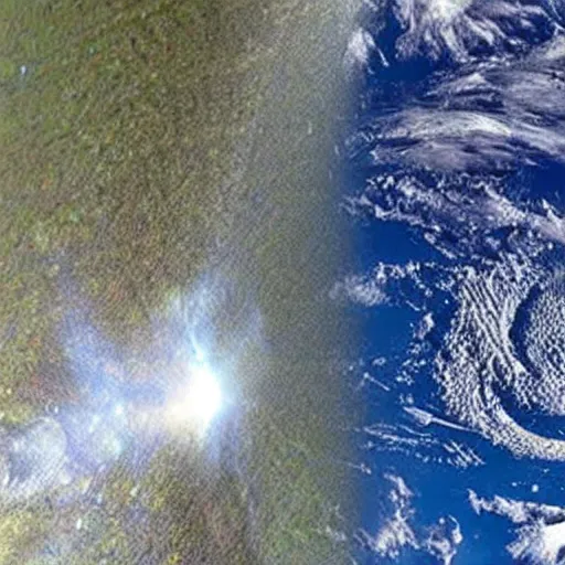 Image similar to the moment an asteroid impacts the earth, satellite footage