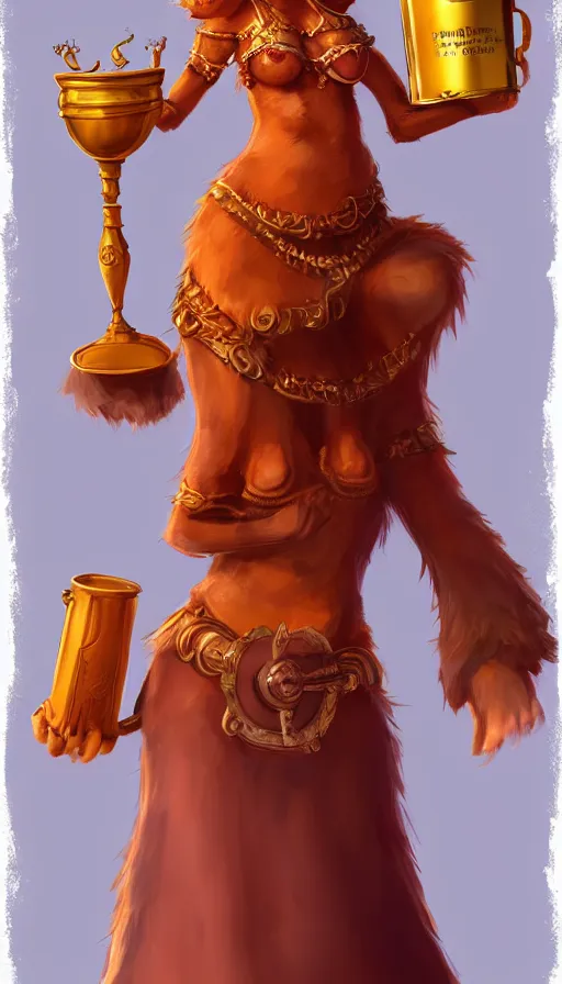 Image similar to fullbody!! personification of garfield the cat garfield goddess holding a blood chalice, stunning, professional character concept art by tatyana kupriyanova