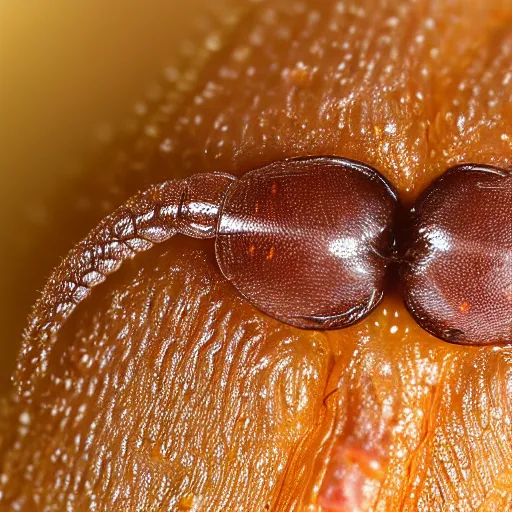 Prompt: a sharply detailed, focus-stacked, microscopic close-up of a tick