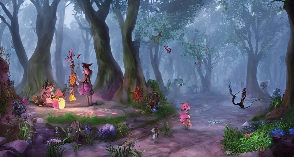 Prompt: Enchanted and magic forest, by Fortiche Studio