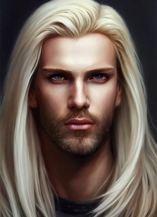 Image similar to a _ fantasy _ style _ portrait _ painting _ of male, long dark blonde hair and blonde stubble, white, rpg dnd oil _ painting _ unreal _ 5 _ daz. _ rpg _ portrait _ extremely _ detailed _ artgerm _ greg _ rutkowski _ greg