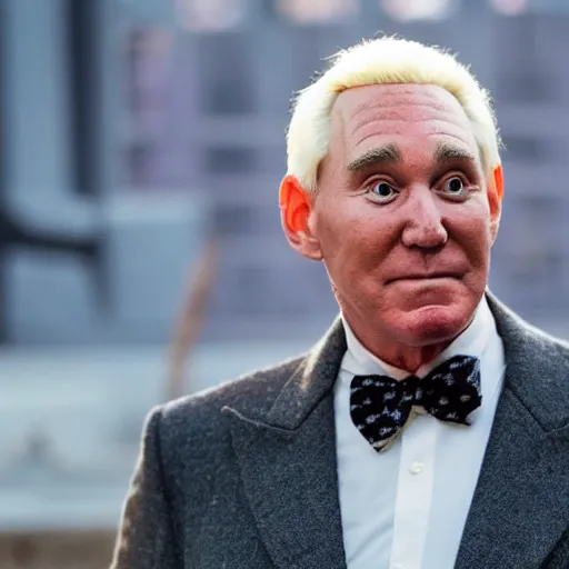 Image similar to roger stone as the penguin