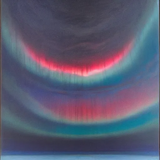 Image similar to the epic abstract painting'blue arctic void with black and red aurora borealis ', by caspar david friedrich!!!, by rothko!!!, stunning masterpiece, trending on artstation