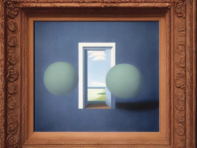 Image similar to painting by rene magritte, high detail, high resolution