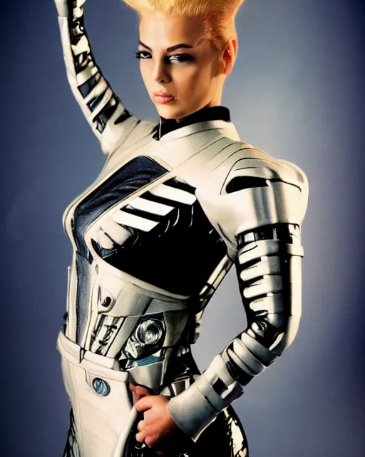 Image similar to photoshoot of young jerry ryan as seven of nine, star trek theme, the borg, photoshoot in the style of mario testino