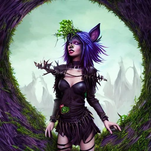 Prompt: eco punk, goblin girl goth, fantasy art, high detail, 4k