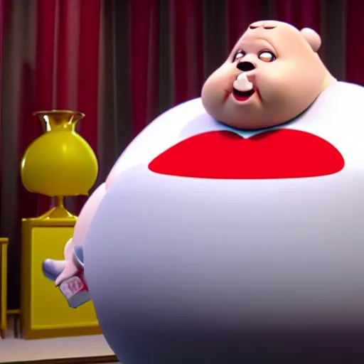 Image similar to morbidly obese mascot from Jack in the box, screenshot from my 600 pound life, detailed, 4k