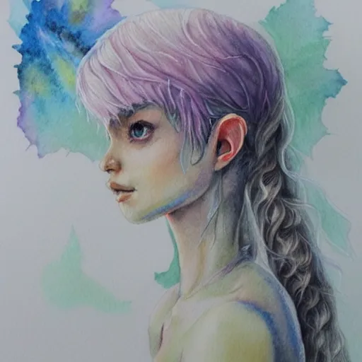 Image similar to water color on paper, ethereal pixie, highly detailed, artstation, masterpiece, award - winning,