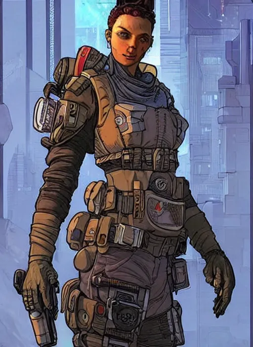 Prompt: apex legends cyberpunk police detective. concept art by james gurney and mœbius. gorgeous face.