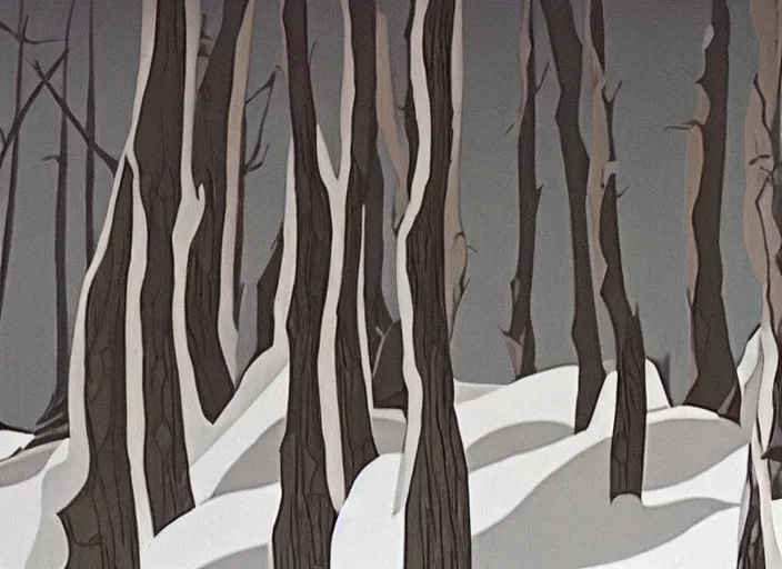 Image similar to stark minimalist charred wooded snowdrift landscape from mulan ( 1 9 9 8 )