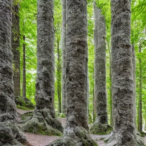 Image similar to a forest of trees made out of stone