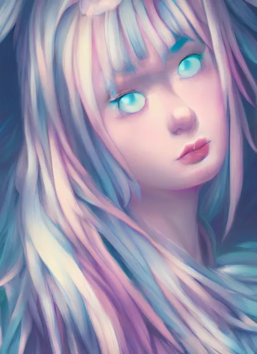 Prompt: pastel texture, matte painting hyperpop portrait trending on pixiv