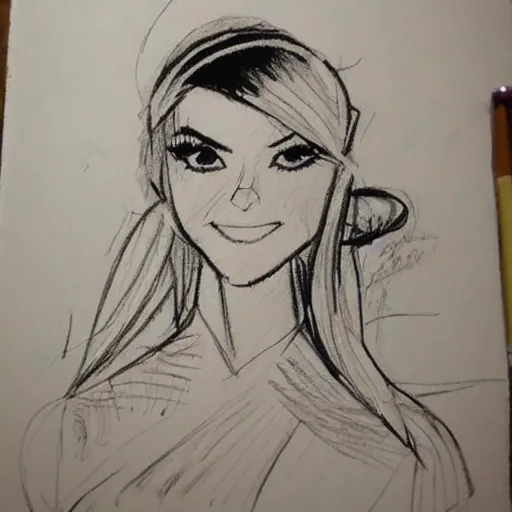 Image similar to milt kahl sketch of victoria justice with tendrils hair style as princess padme from star wars episode 3