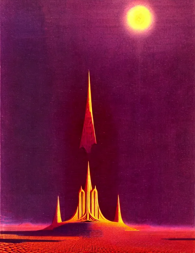 Prompt: close shot of a giant immense squared crematorium gothic architecture advanced technology scifi architectural structure desert planet, bruce pennington,