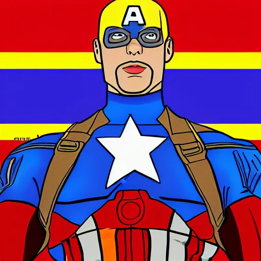 Prompt: captain america with the colors of spanish flag, digital art