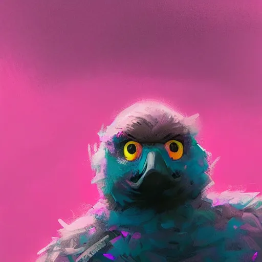 Image similar to a portrait of big bird rainy background, pink bright art masterpiece artstation. 8 k, sharp high quality artwork in style of jose daniel cabrera pena and greg rutkowski, concept art by tooth wu, hearthstone card game artwork.