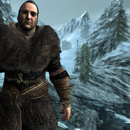 Image similar to james gandolfini as the main character of skyrim