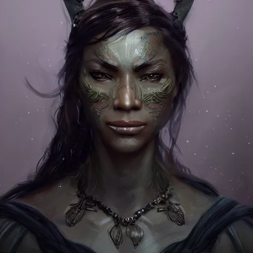 Prompt: beautiful, very strong, mixed race, female, aged 4 0, face, no makeup, head shot, fantasy, highly detailed, digital painting, artstation, concept art, smooth, sharp focus, illustration, art by brom