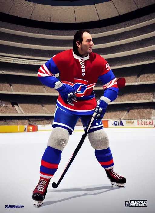 Image similar to Guy Lafleur as a video game character, digital art, unreal engine, unreal engine render, blender render, render, 4k, coherent