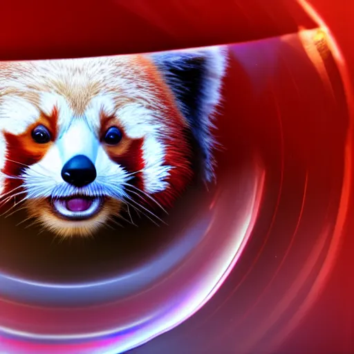 Prompt: a cute red panda in a bubble; digital art; trending on Arstation; unreal engine; 8k;