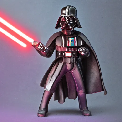 Image similar to darth vader with white armor and a purple lightsaber