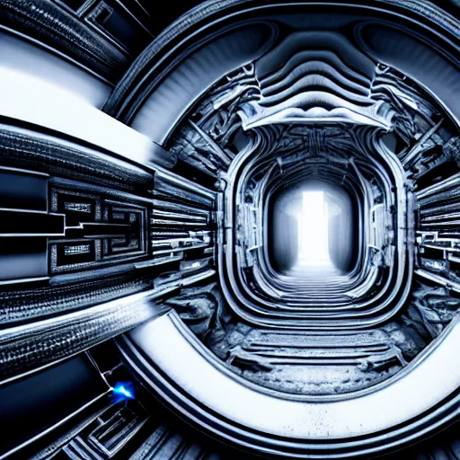 Prompt: open portal to another dimension, with white turbulent image of different time space, ethereal, sci fi, high detail, intricate, giger, photo realistic, 8 k