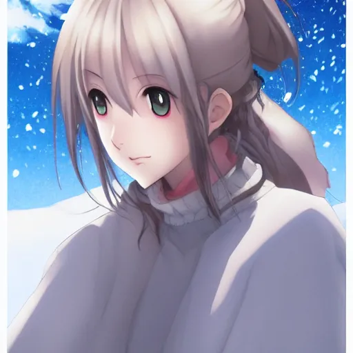 Prompt: portrait of the lone girl laying in the snows, anime fantasy illustration by tomoyuki yamasaki, kyoto studio, madhouse, ufotable, trending on artstation