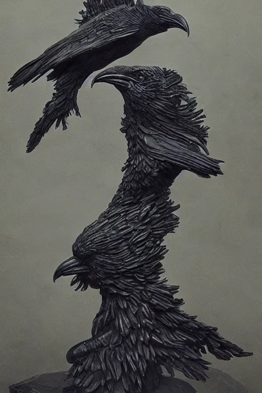 Image similar to Intricate stunning highly detailed surreal ravens by agostino arrivabene and Seb McKinnon, sculpture, ultra realistic, Horror vacui, full moon, thick swirling smoke tornado, fire embers, trending on artstation