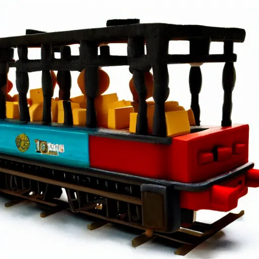 Prompt: locomotive train made out of tofu