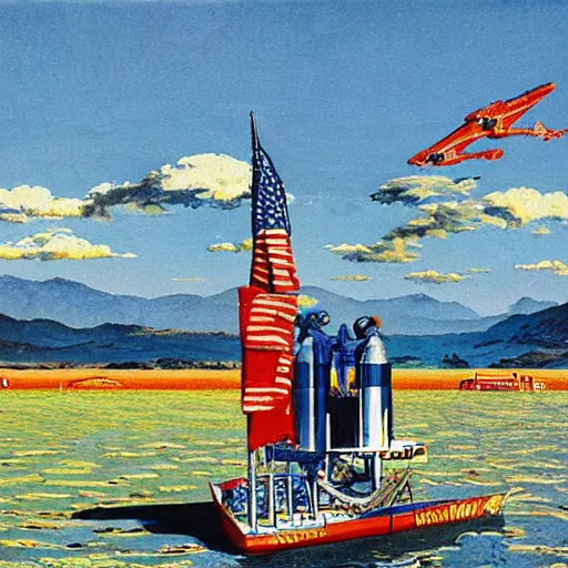 Prompt: artwork by Robert McCall